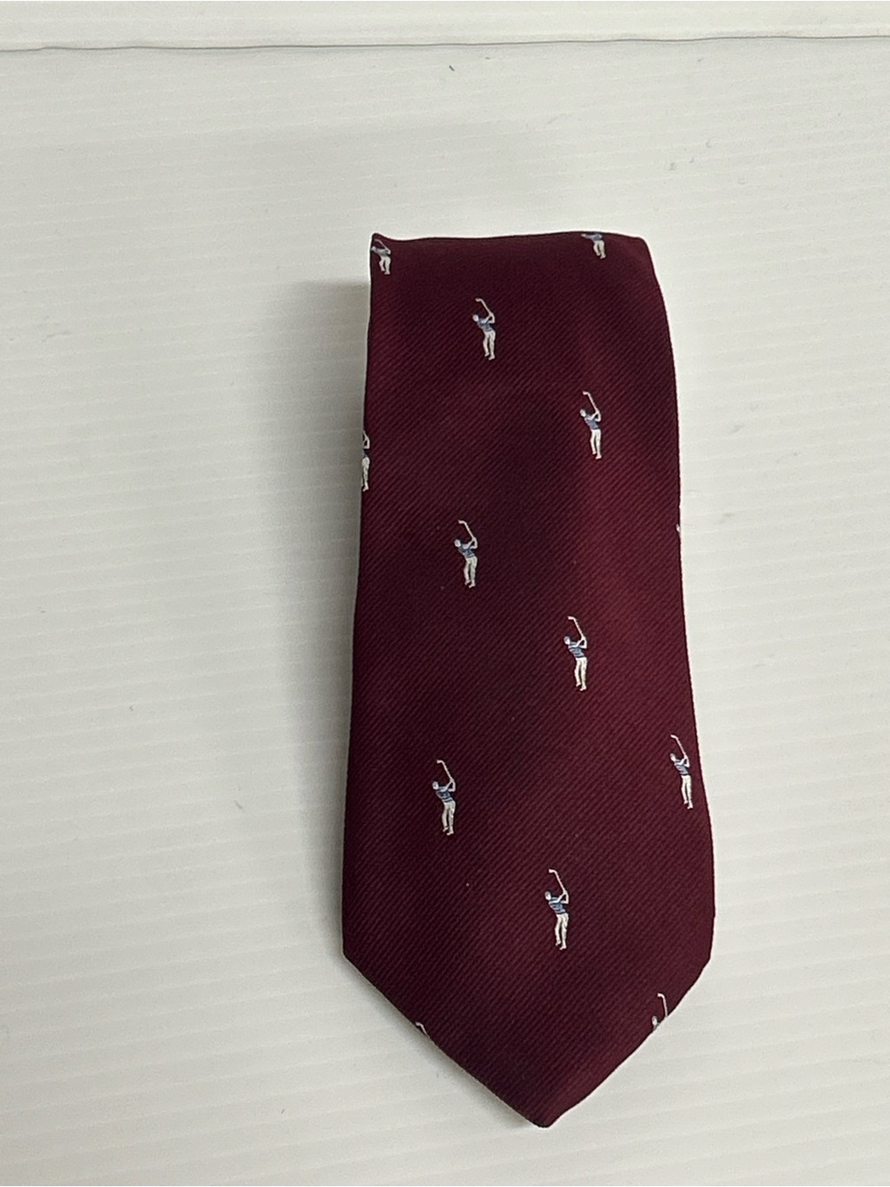 Vintage PINTAIL  70s Golf Skinny Neck Tie Woven 57"x 3" Wide Maroon USA